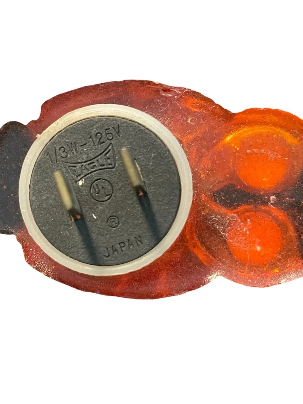 Vintage 1970s Amber Lucite Glitter Owl Plug-In Nightlight Made in Japan MCM